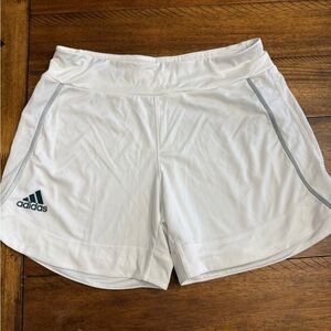 adidas White Women’s Athletic Shorts with Gray Trim